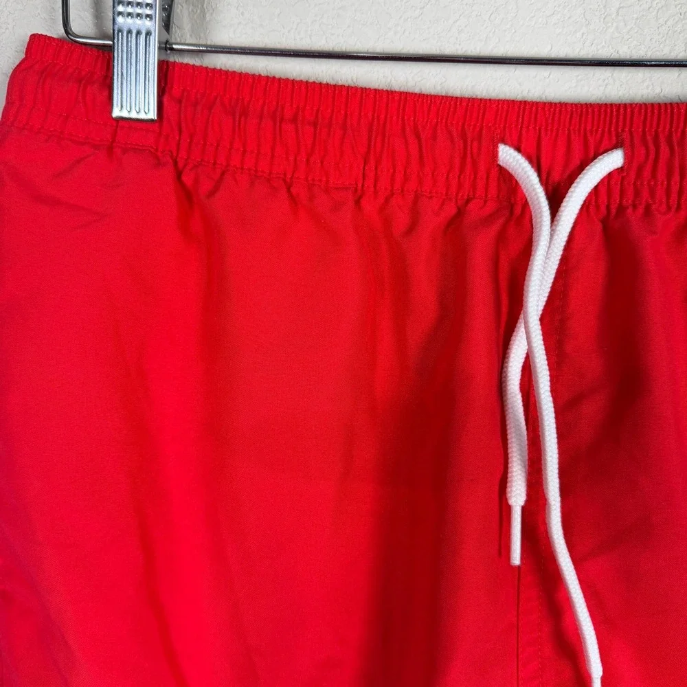 The Normal Brand Swim Trunks Mens M Red Embroidered Bear Logo Mesh Lined‎ Pocket